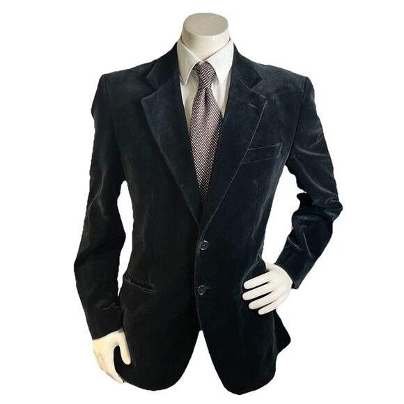 Zara Man Sz 44R Black Velvet Blazer Jacket Tuxedo Dinner Evening Tux - Picture 1 of 12
